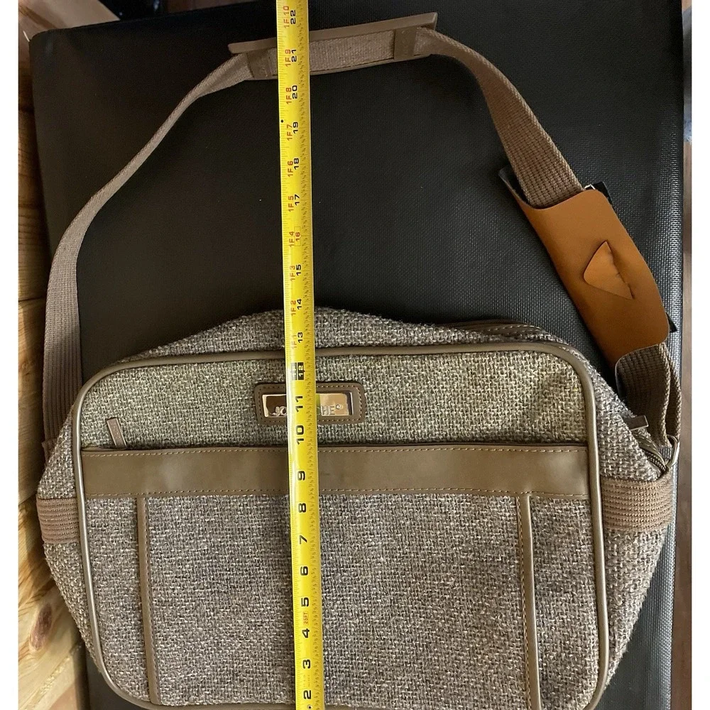 Vintage JORDACHE Tweed Luggage Overnight Carry On Bag Brown Tan 11x15x6